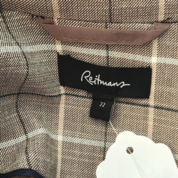 [22] NWOT Reitmans Plaid Double Breasted Relaxed Blazer - Picture 5 of 11